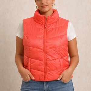 Aeropostale Vibrant Coral Quilted Vest